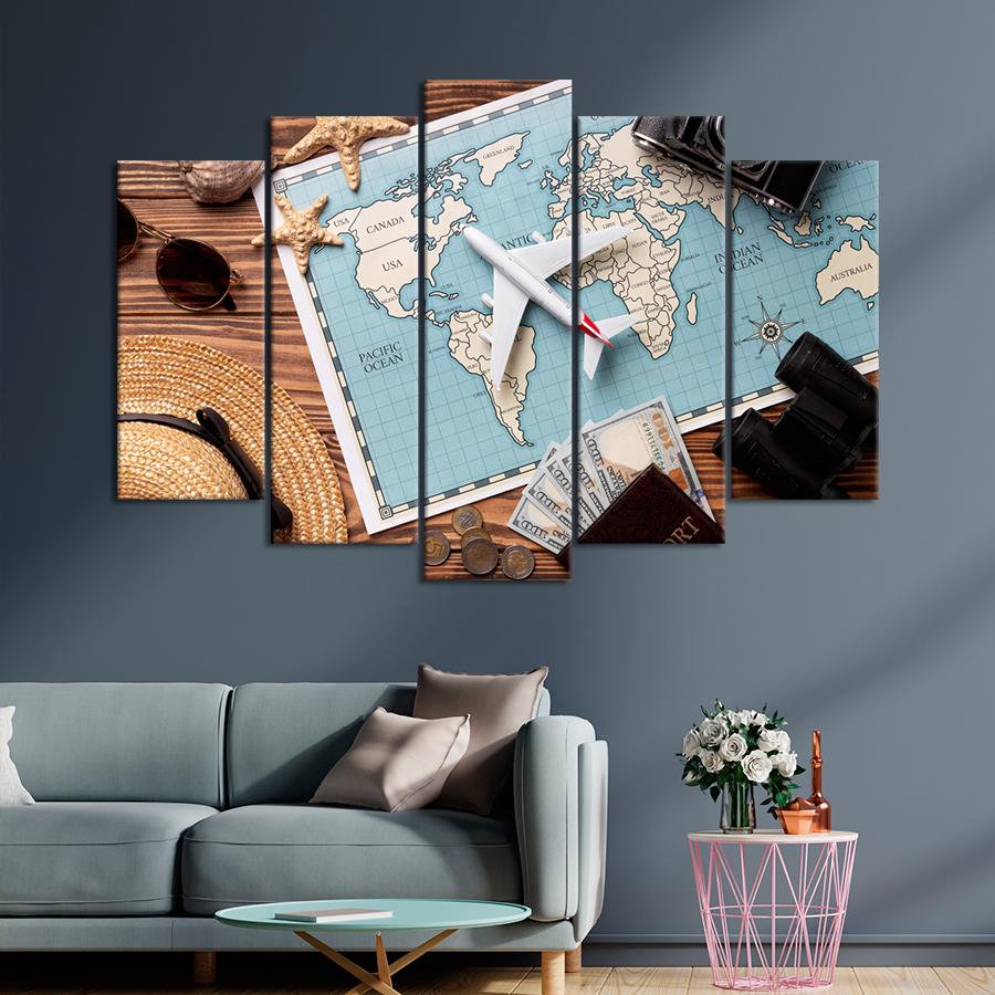 Картина карта Вдохновляющий туристический натюрморт 112x68 см (A1361-5)