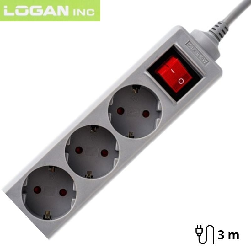 Мережевий фільтр-подовжувач Logan SFG3-3 3 розетки 3 м Gray (28690340) - фото 2 Мережевий фільтр-подовжувач Logan SFG3-3 3 розетки 3 м Gray (28690340) - фото 2