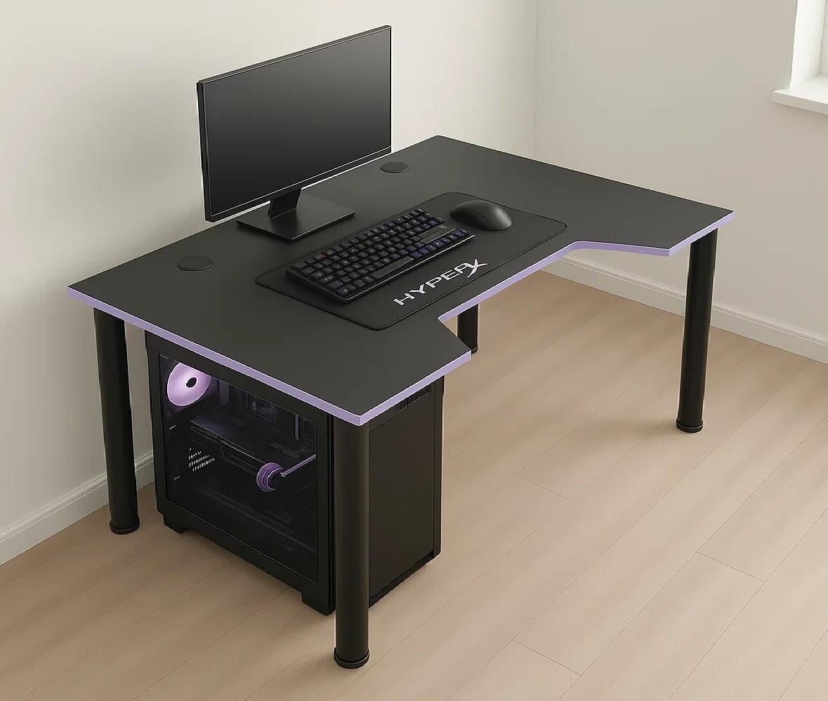 Геймерский стол X14 ЛДСП сталь 140 см Черный с лавандовым
