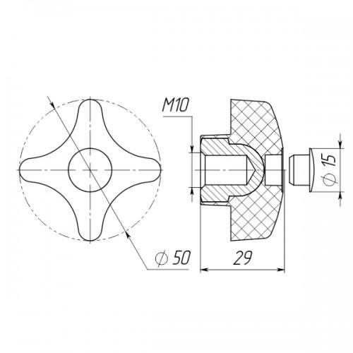 Фиксатор Steelfix М10 D50 мм глухой 40 шт. Черный (273650) - фото 3