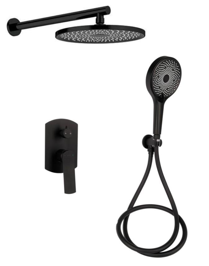 Душевая система универсальная Qtap Slavonice скрытого монтажа Black Matt (QTSLA113BLM45900)
