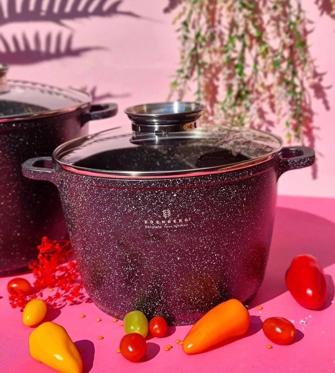 Набор кастрюль Edenberg с мраморным антипригарным покрытием 2шт. (ЕВ-8133) - фото 6 Набор кастрюль Edenberg с мраморным антипригарным покрытием 2шт. (ЕВ-8133) - фото 6