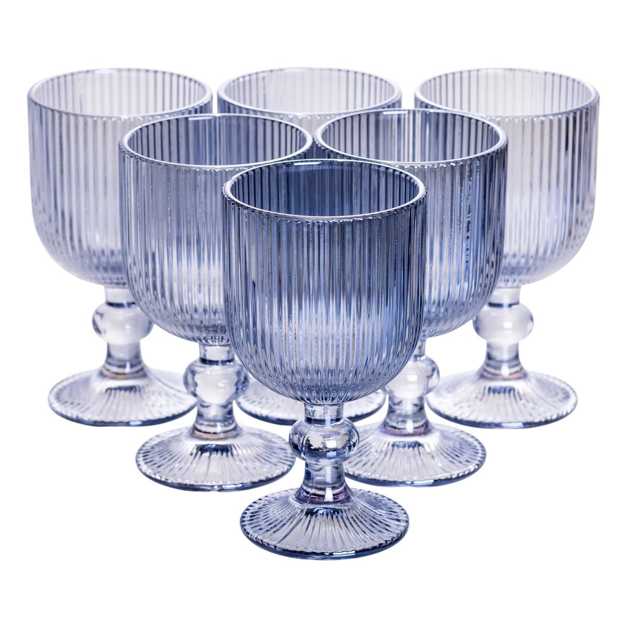 Набор бокалов для вина на ножке бокалы винные 6 шт. 220 мл Голубой (HP-19-7114BL)