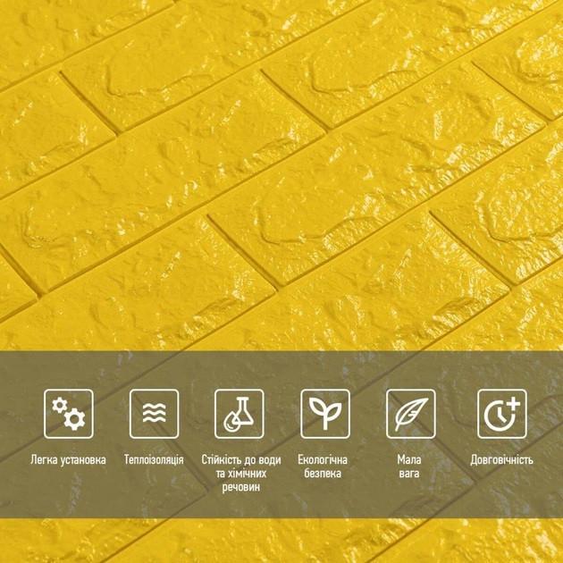 3D-панель самоклеюча декоративна під цеглу 700х770х3 мм Жовто-лимонний (BN3-026) - фото 4 3D-панель самоклеюча декоративна під цеглу 700х770х3 мм Жовто-лимонний (BN3-026) - фото 4