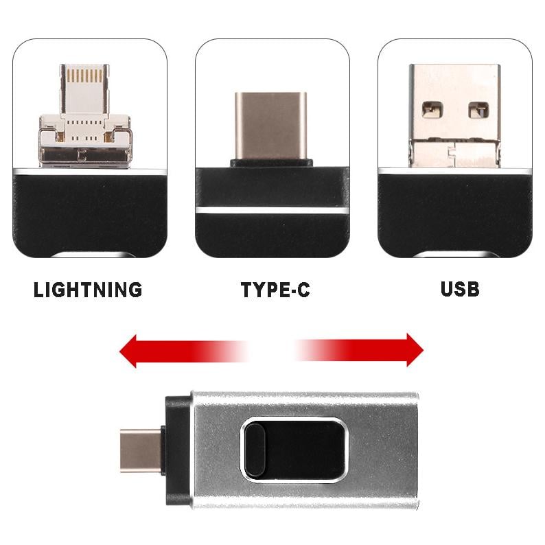 Флеш-накопичувач 32Gb 3в1 USB 3.0 Type C Lightning UFT FD32 - фото 3