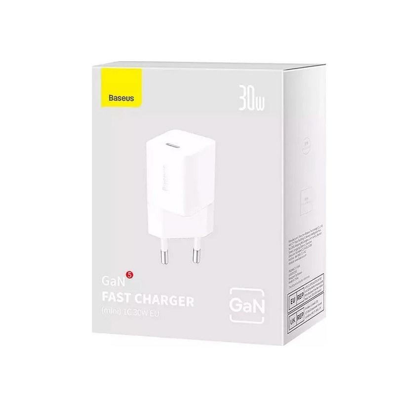 Зарядний пристрій мережевий для Baseus GaN5 Fast Charger mini 1C 30W EU White (CCGN070502)
