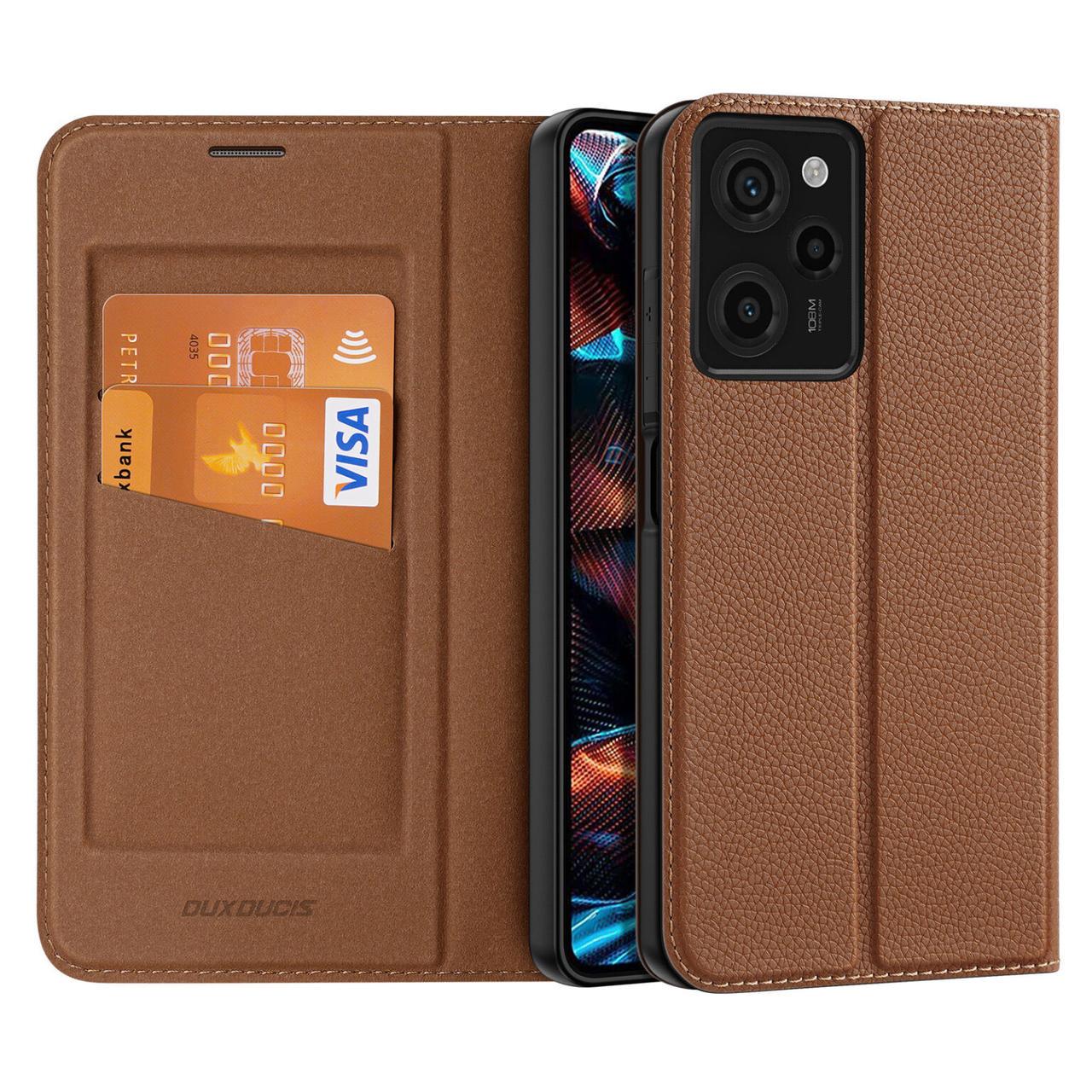 Чехол книжка Dux Ducis Skin X2 с карманом для визиток для Xiaomi Redmi Note 12 Pro 5G / Poco X5 Pro 5G Brown