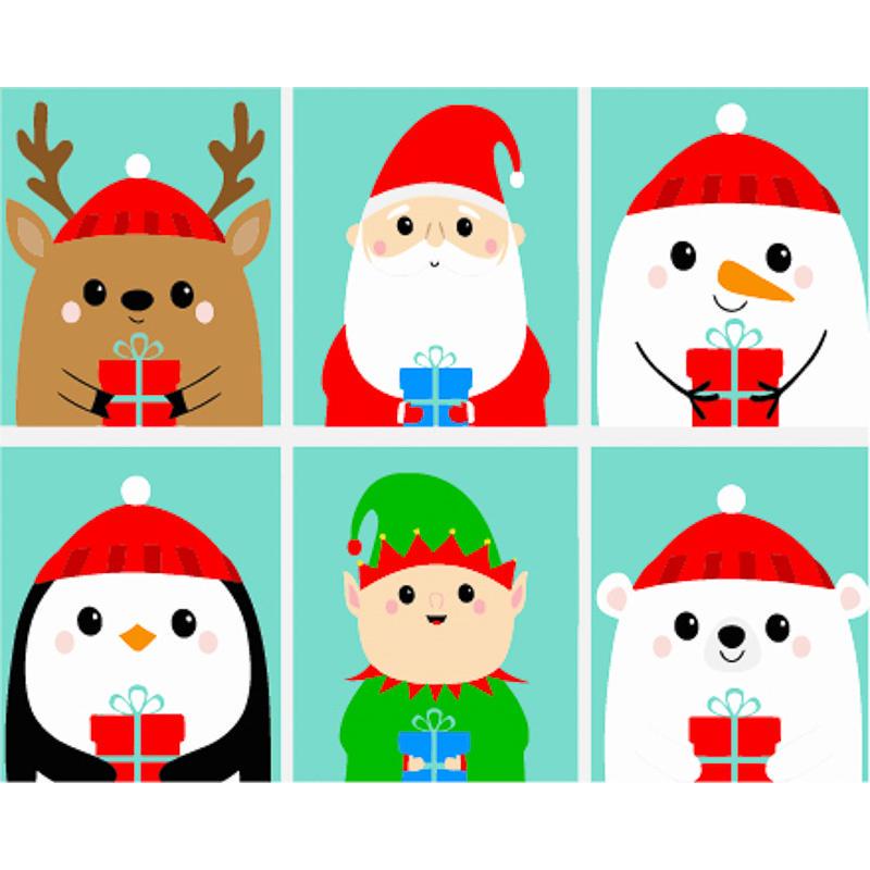 Картина по номерам Strateg Премиум Новогодняя компания 2 с лаком и уровнем 40x50 см (GS1562)