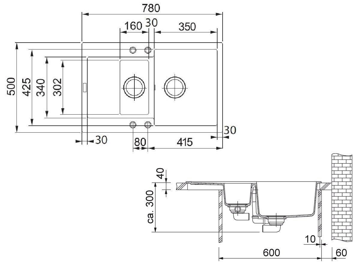 Мойка для кухни гранитная Franke Maris MRG 651-78 114.0381.015 врезная оборотная Оникс (5981084) - фото 2
