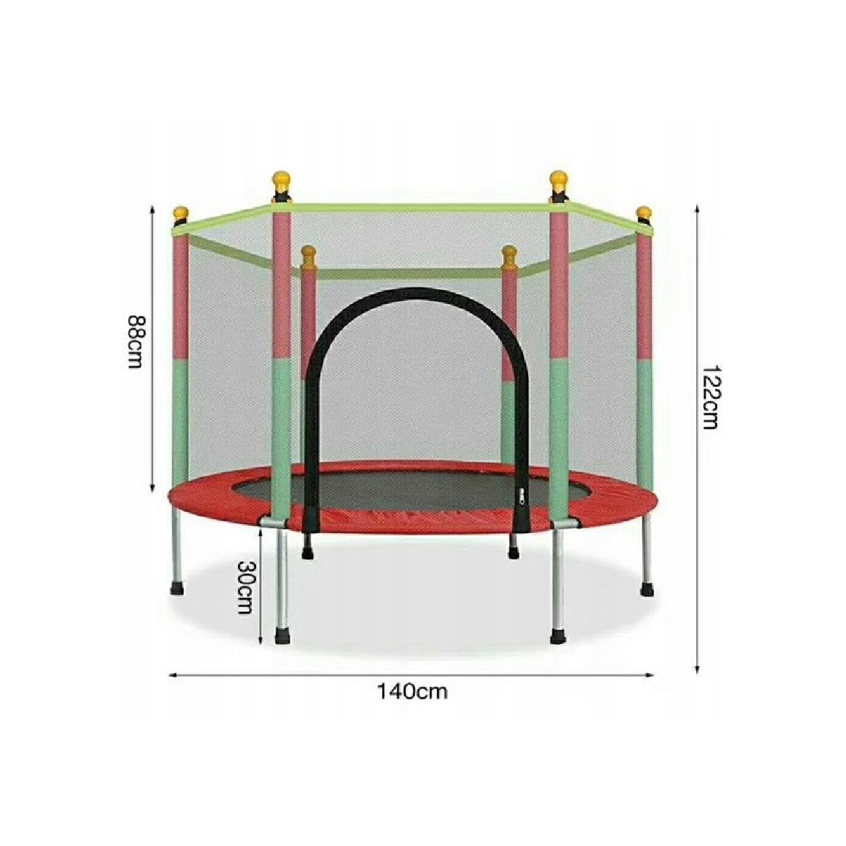 Батут детский King Sport с защитной сеткой 6 опорных ножек 140 см Red (KS0774) - фото 3