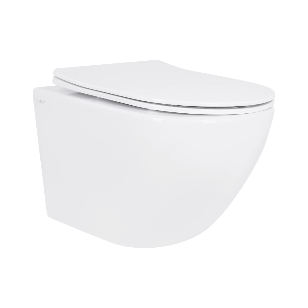 Унитаз подвесной безободочный Qtap Jay круглый с сиденьем Soft-close и системой смыва Tornado Ultra Quite 52 см Белый (QT07335175W_NEW)
