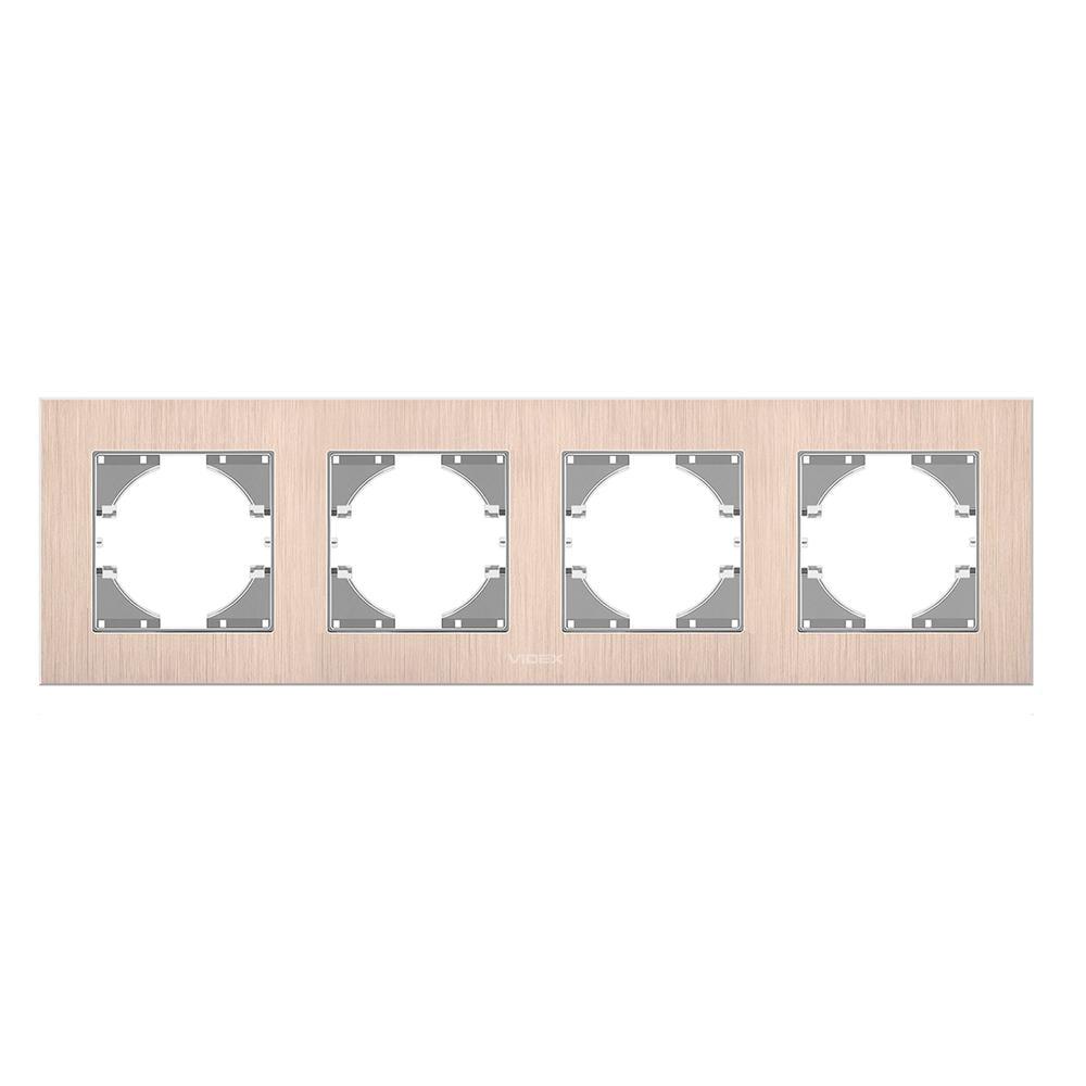 Рамка чотиримісна горизонтальна Videx Binera Мідний алюміній (00000013092)