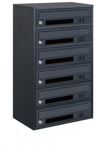 Почтовый ящик Lev-metal Е2-06.D на 6 секций 675x390x250 мм Антрацитовый (22060204)