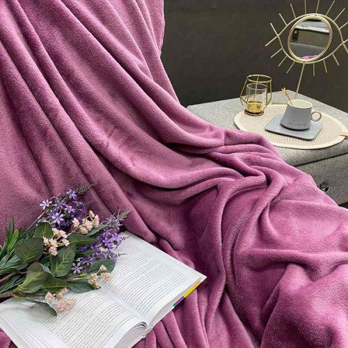 Плед покривало мікрофібра Colorful Home однотонний двоспальний 180х200 см фліс Фіолетовий (31772884)