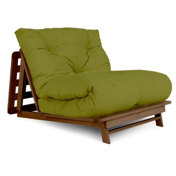 Кресло-футон Woodman Layti-90 раскладное из массива дерева Ореховый/Зеленый
