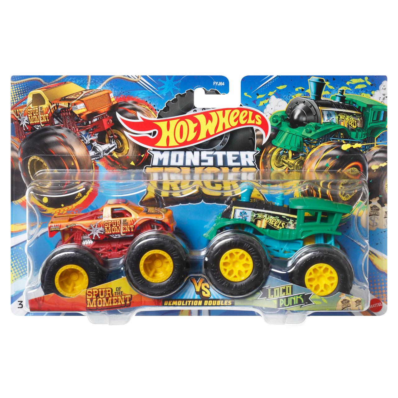 Набор машинок Hot Wheels Monster trucks Spur moment vs Loco punk (FYJ64/HLT63)