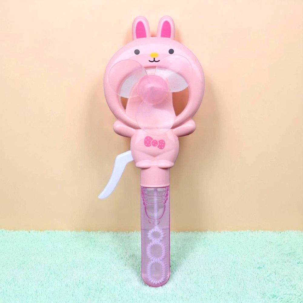 Мыльные пузыри Зайчик с механическим вентилятором 2в1 21 см Розовый (51-рож-34586)