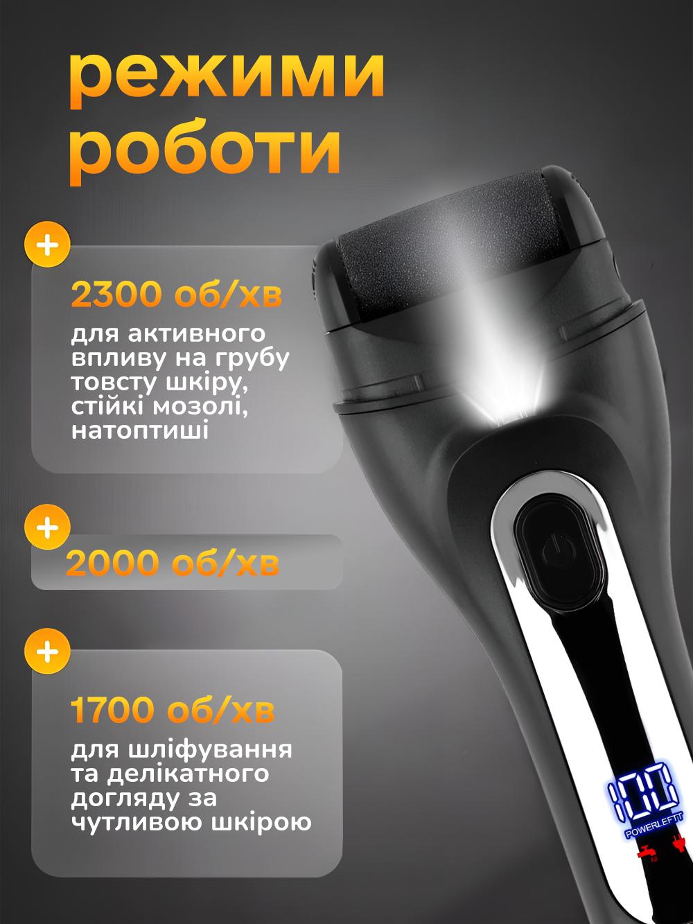 Електропилка Andowl для п'ят ніг та мозолів 1800 мАг c USB-зарядкою водонепроникна роликова Q-MJ918X1 Білий (0e99e6a9) - фото 6