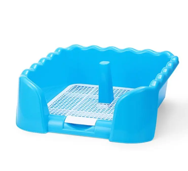 Лоток под пеленку для собак с бортом решеткой и столбиком 41,5х42х14,5 см, Голубой - фото 2