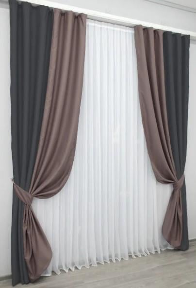 Штори блекаут Bagema Rvs 1,5х2,7 м 2 шт. Какао/Сірий (014дк/1241-1245ш) - фото 2