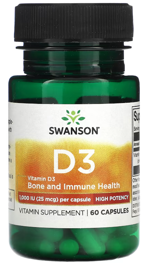 Витамин D3 Swanson Vitamin D3 1000 МЕ 60 капсул Витамин D3 Swanson Vitamin D3 1000 МЕ 60 капсул