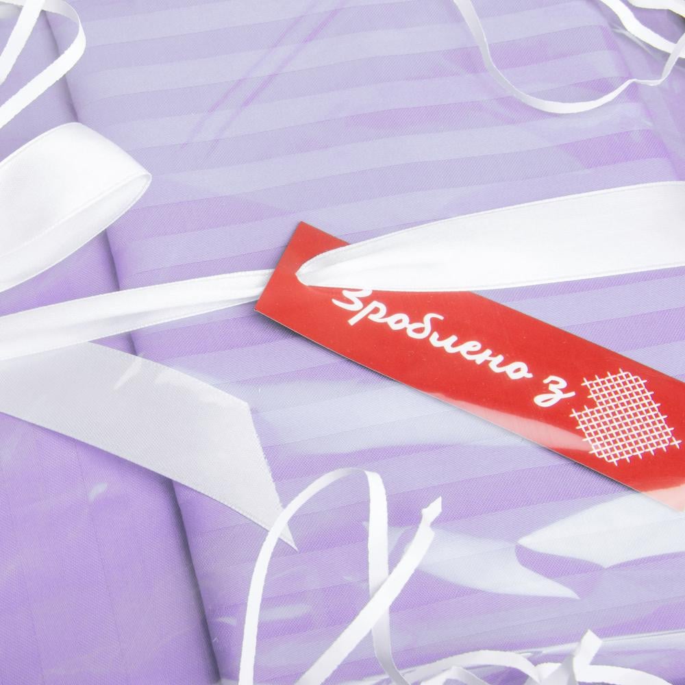 Комплект постельного белья евро сатин в полоску Сиреневый (26020) - фото 5