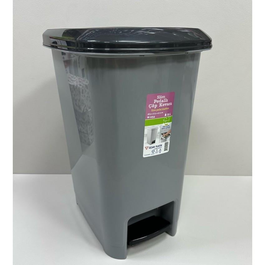 Контейнер для мусора пластиковый 25 л с педалькой Ucsan Plastik M-1054 Серый (30470070)