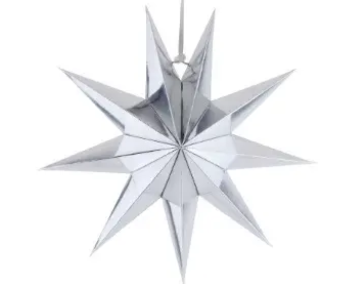 Звезда из картона объемная 30 см Серебристый (16902/6)