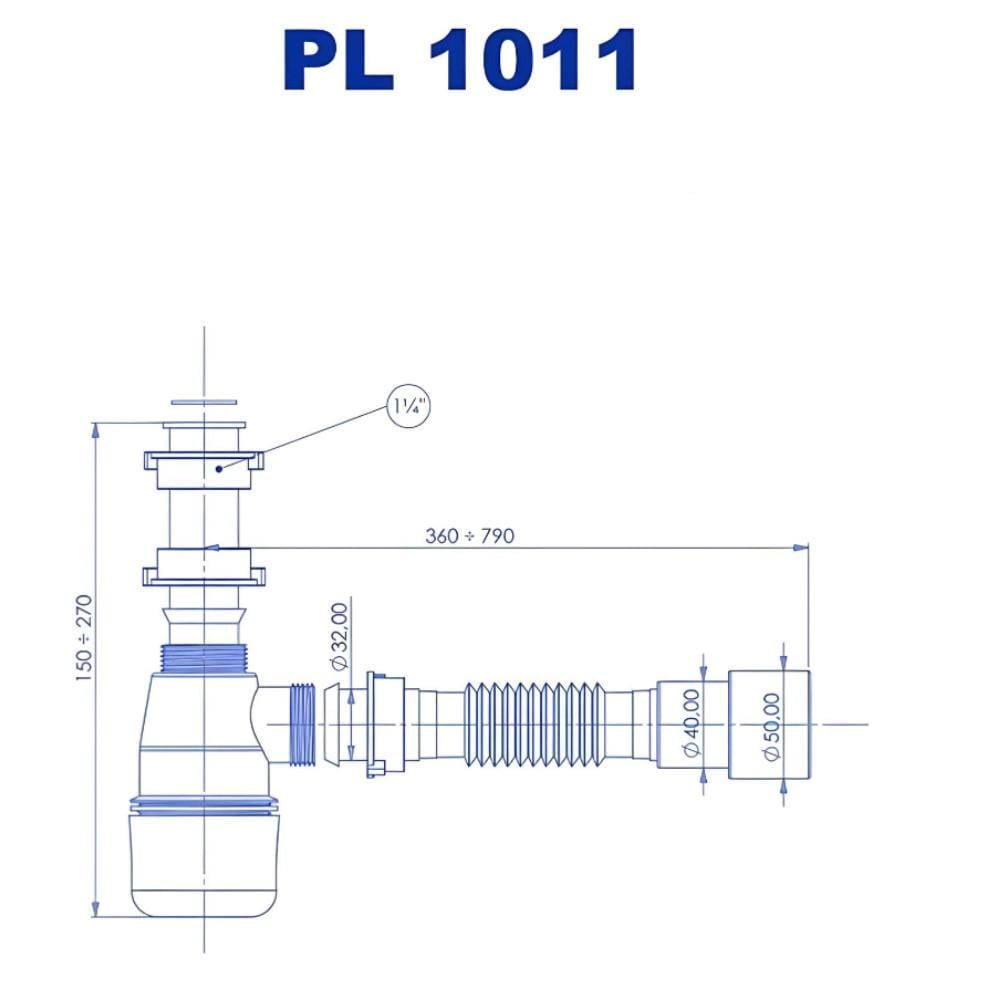 Сифон для мойки Bakimay без выпуска гофротруба пластик (PUD-1011) - фото 2