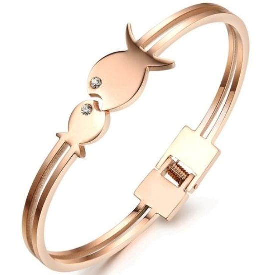 Браслет женский Рыбки из позолотой из медицинской стали (BS-056) Браслет женский Рыбки из позолотой из медицинской стали (BS-056)