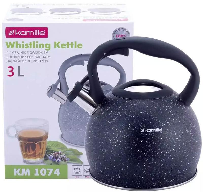 Чайник Kamille Whistling Kettle з нержавіючої сталі зі свистком 3 л Чорний - фото 5 Чайник Kamille Whistling Kettle з нержавіючої сталі зі свистком 3 л Чорний - фото 5
