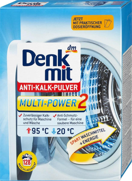Порошок проти вапняного нальоту антикальк Denkmit Anti-Kalk-Pulver Multi-Power 2 на 128 циклів 1,5 кг
