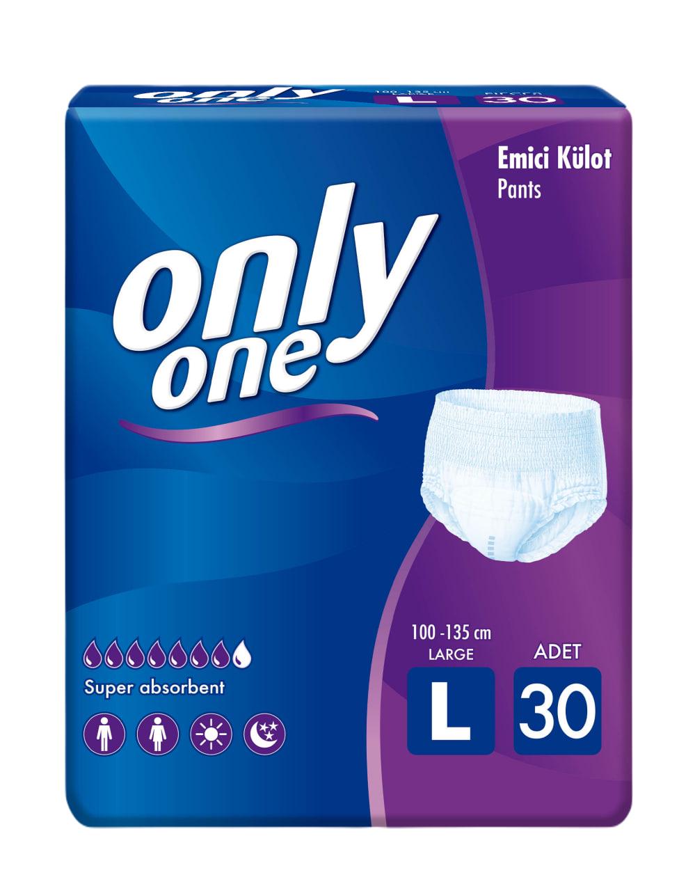 Труси-підгузки для дорослих Onlyone 75+ кг з високою здатністю поглинання 110-135 см L 30 шт.