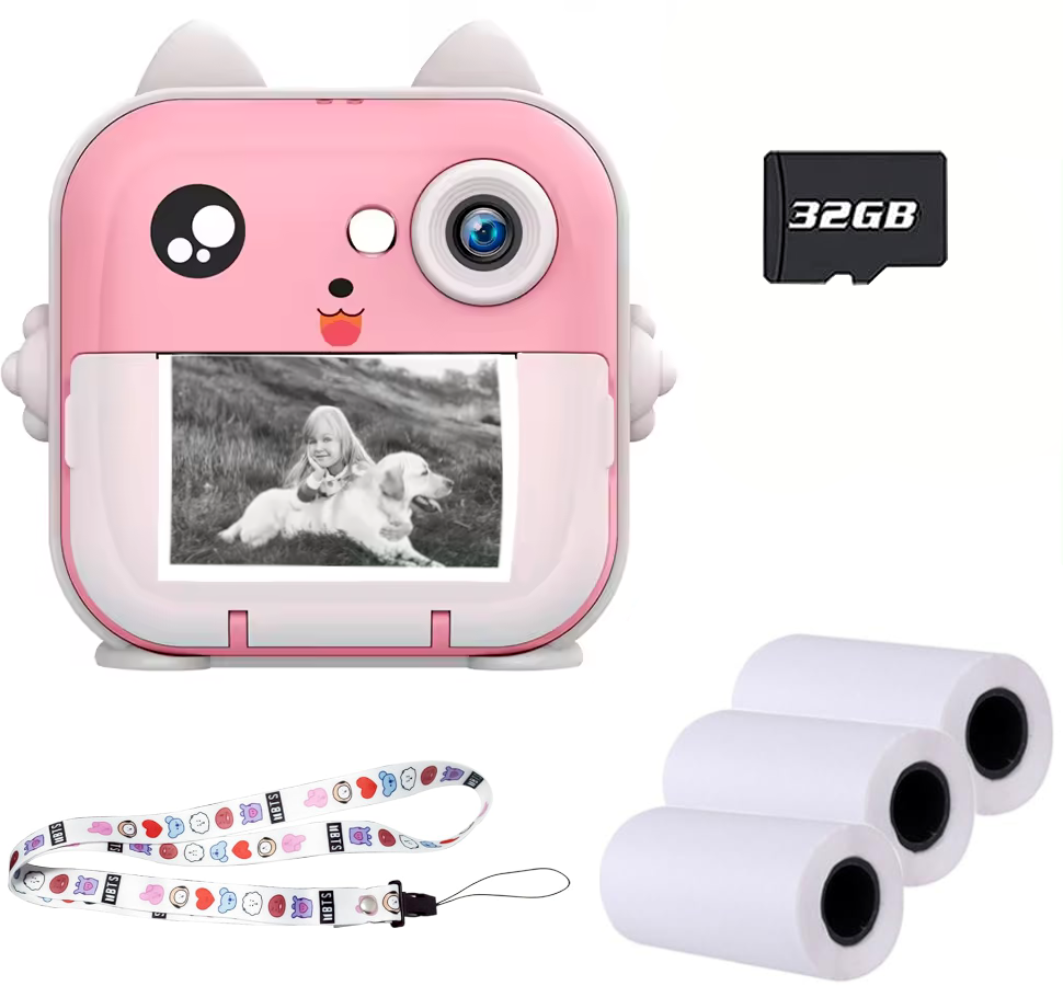 Фотоаппарат детский мгновенной печати с функцией видеосъемки print camera Розовый (2259204176)