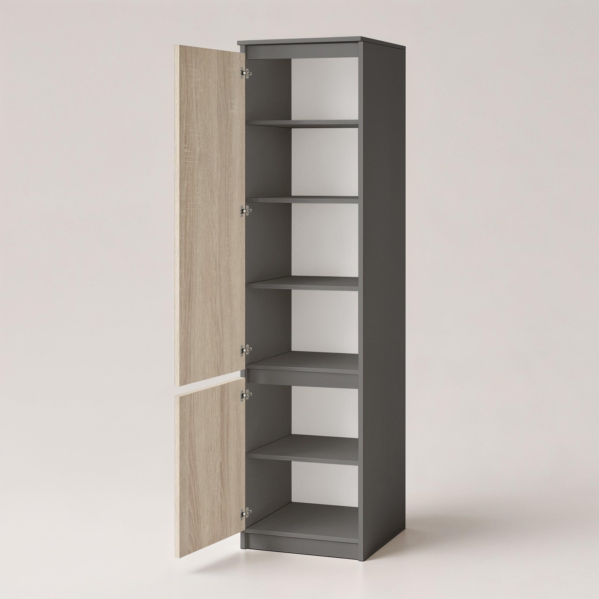 Шкаф-пенал с полками T-217 500х498х2117 мм Антрацит/Дуб Сонома - фото 2 Шкаф-пенал с полками T-217 500х498х2117 мм Антрацит/Дуб Сонома - фото 2