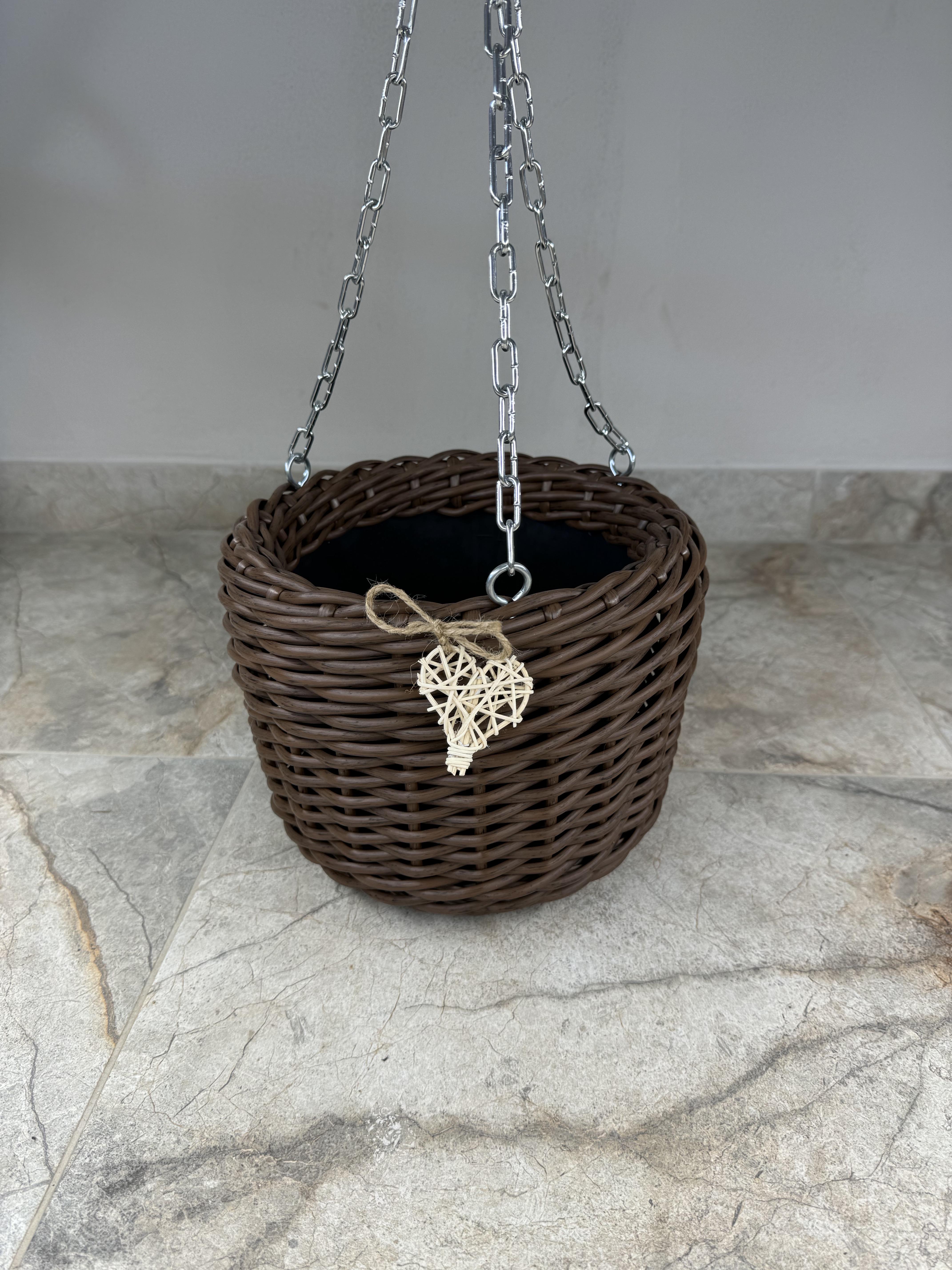 Кашпо підвісне із штучного ротангу ручної роботи 5 л Дерево-темне (327408) - фото 3 Кашпо підвісне із штучного ротангу ручної роботи 5 л Дерево-темне (327408) - фото 3