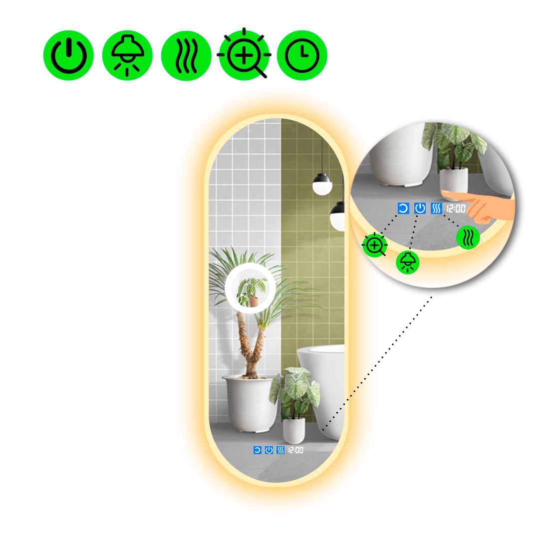 Зеркало с LED подсветкой Portale 3 с тремя сенсорами 200x80 см