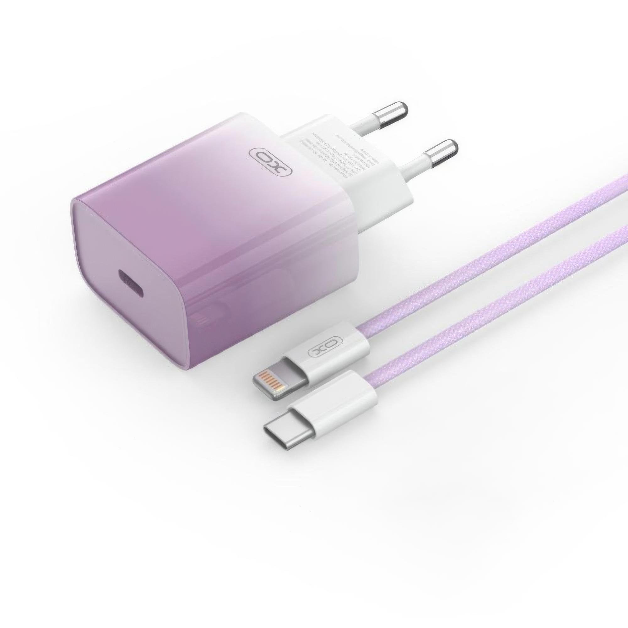 Зарядное устройство XO CE18 Type-C 30W с кабелем Type-C to Lightning Фиолетовый (1010838-Violet)