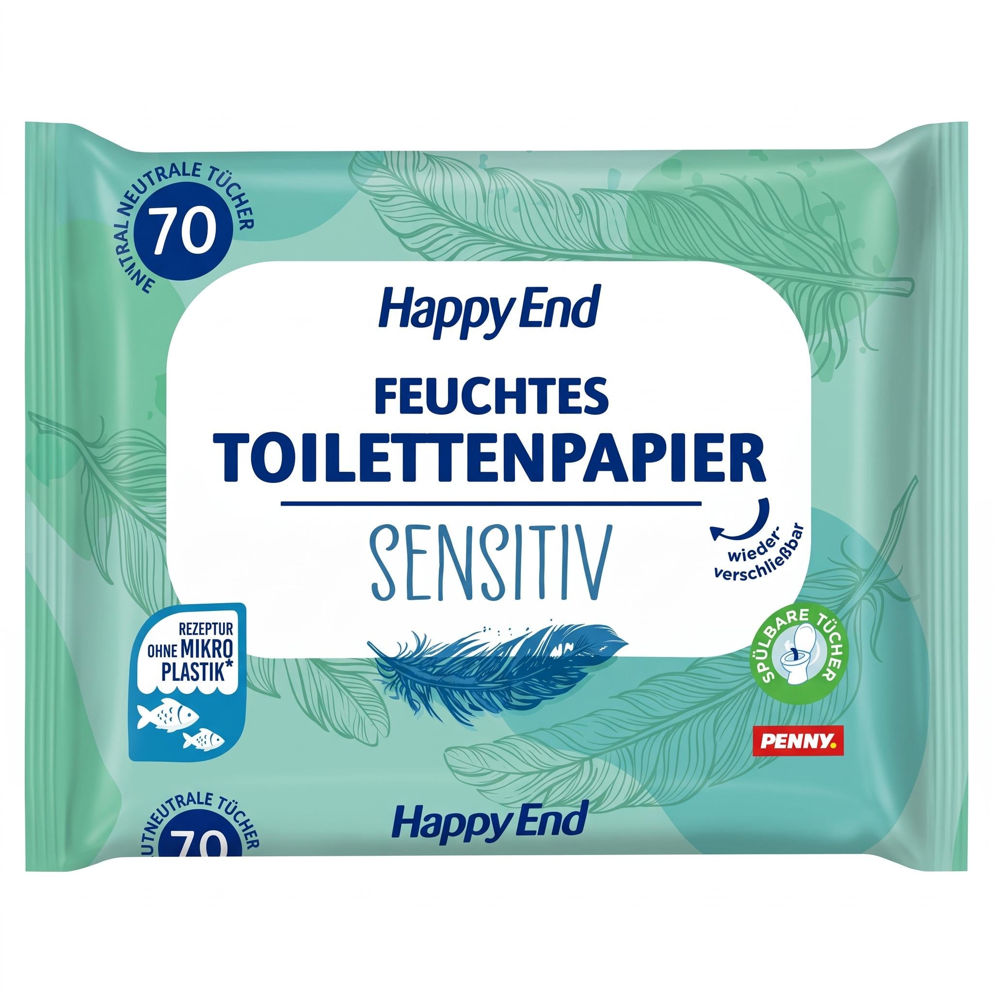 Влажная туалетная бумага-салфетки Happy End Sensitive деликатная 70 шт. (000007187)