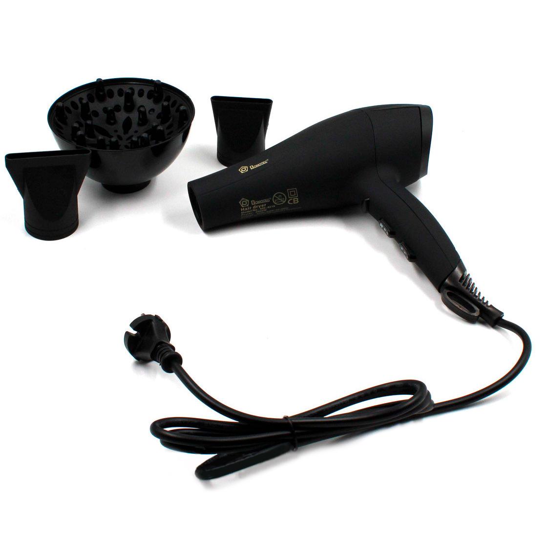 Профессиональный фен для волос с диффузором Domotec MS-0218 3000 W Черный (1009002-Black)