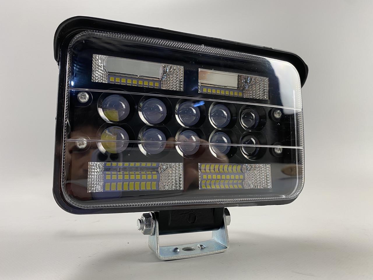 Фара Led прямокутна 9-80V дальній/ближній 48 LED chip type 3570 10 лінз Фара Led прямокутна 9-80V дальній/ближній 48 LED chip type 3570 10 лінз