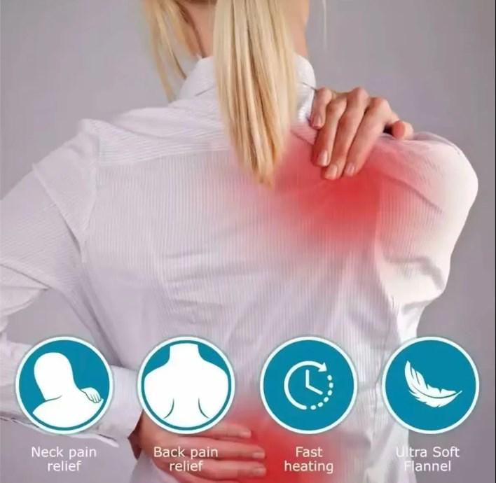 Вибрационный массажер с прогреванием Heating Pad 52*45 см электрогрелка против боли в спине и шее (22107173) - фото 4