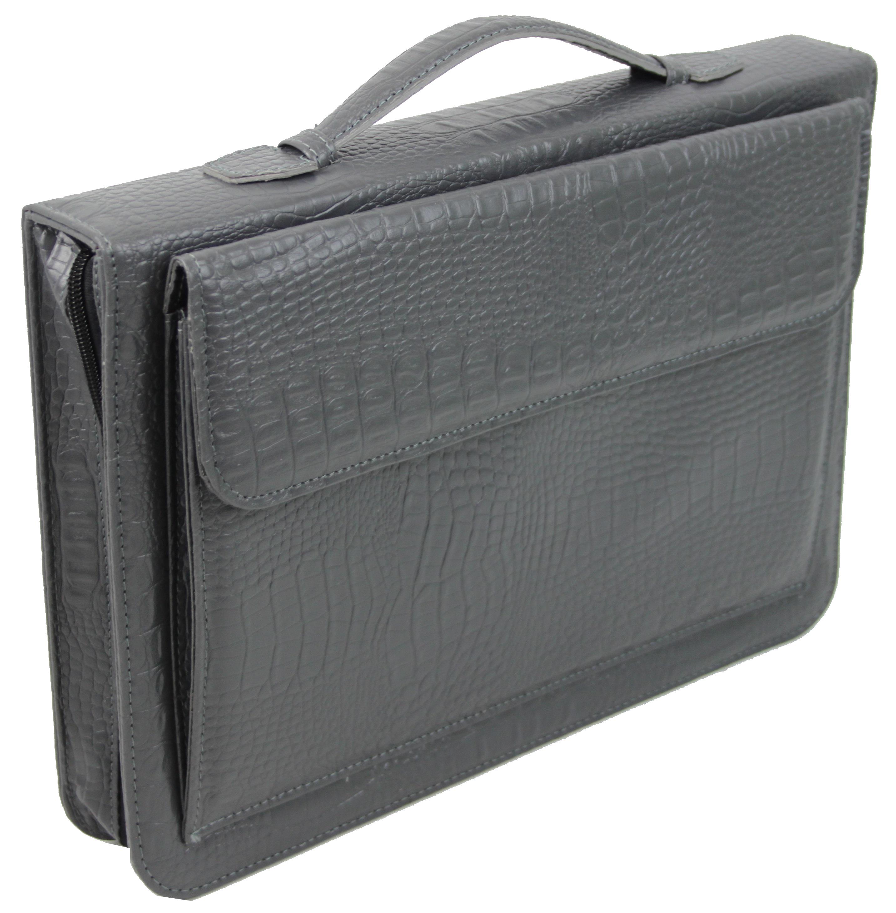Папка деловая Portfolio для документов из экокожи под крокодила Серый (Portak-19 croco grey)