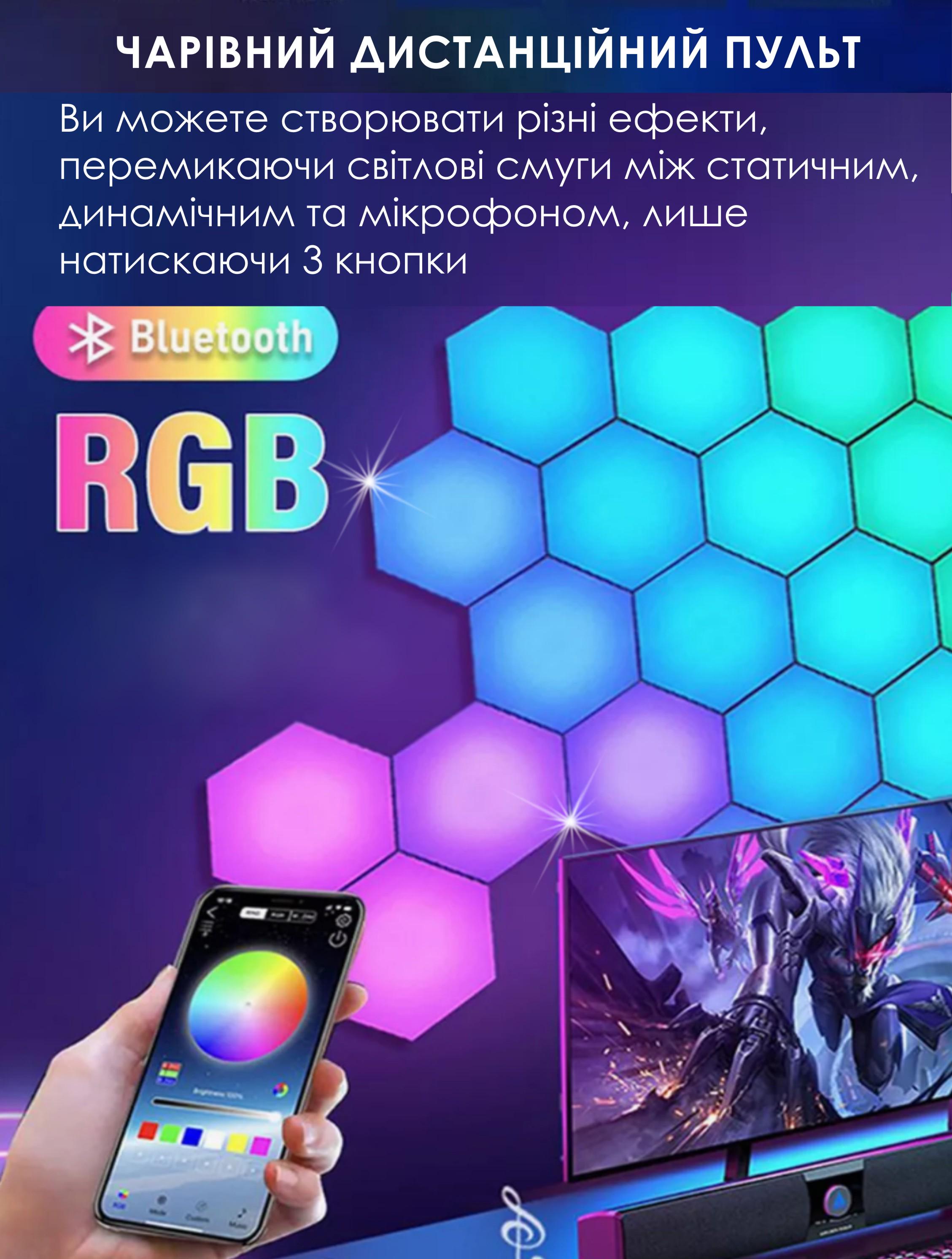 Панели настенные Tuya Smart Light G01 RGB Wi-Fi 2700-6500K 6 шт. RGB/White (178097) - фото 6