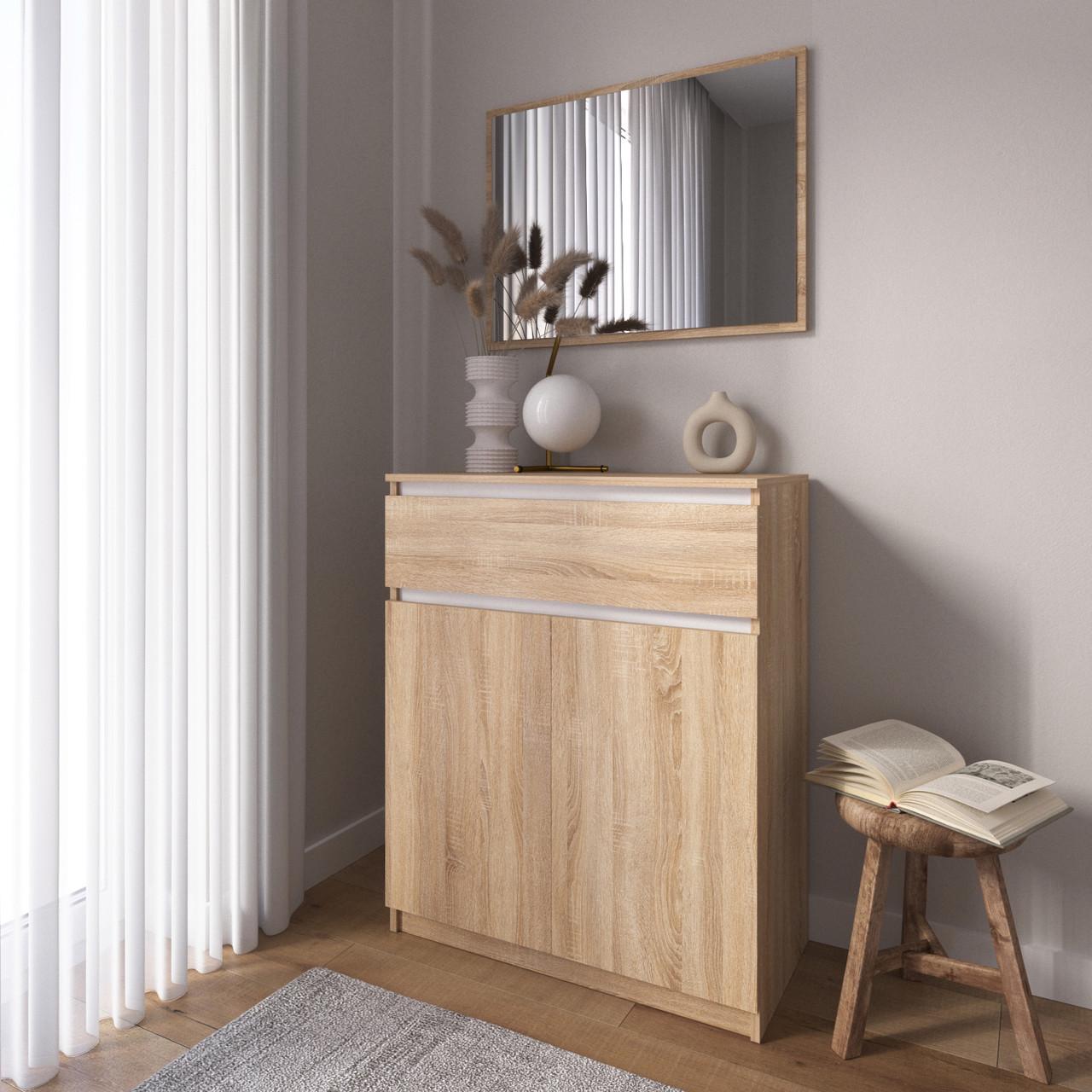 Комод-тумба Вайс R-23 80х40х98 см Дуб Сонома/Білі планки (30368842) - фото 1 Комод-тумба Вайс R-23 80х40х98 см Дуб Сонома/Білі планки (30368842) - фото 1