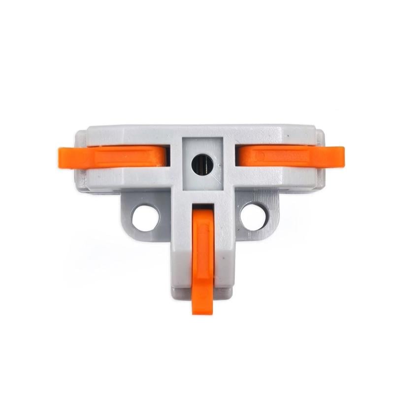 Клемма проходная Tactix 0,2-4 мм2 32А 1-2 одинарная Т-подобная 35х25,5х14,6 мм рычаг крепеж 3,1 мм Оранжевый (T3)