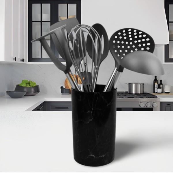 Набор кухонных принадлежностей в настольной подставке Черный (MR-1548-B)