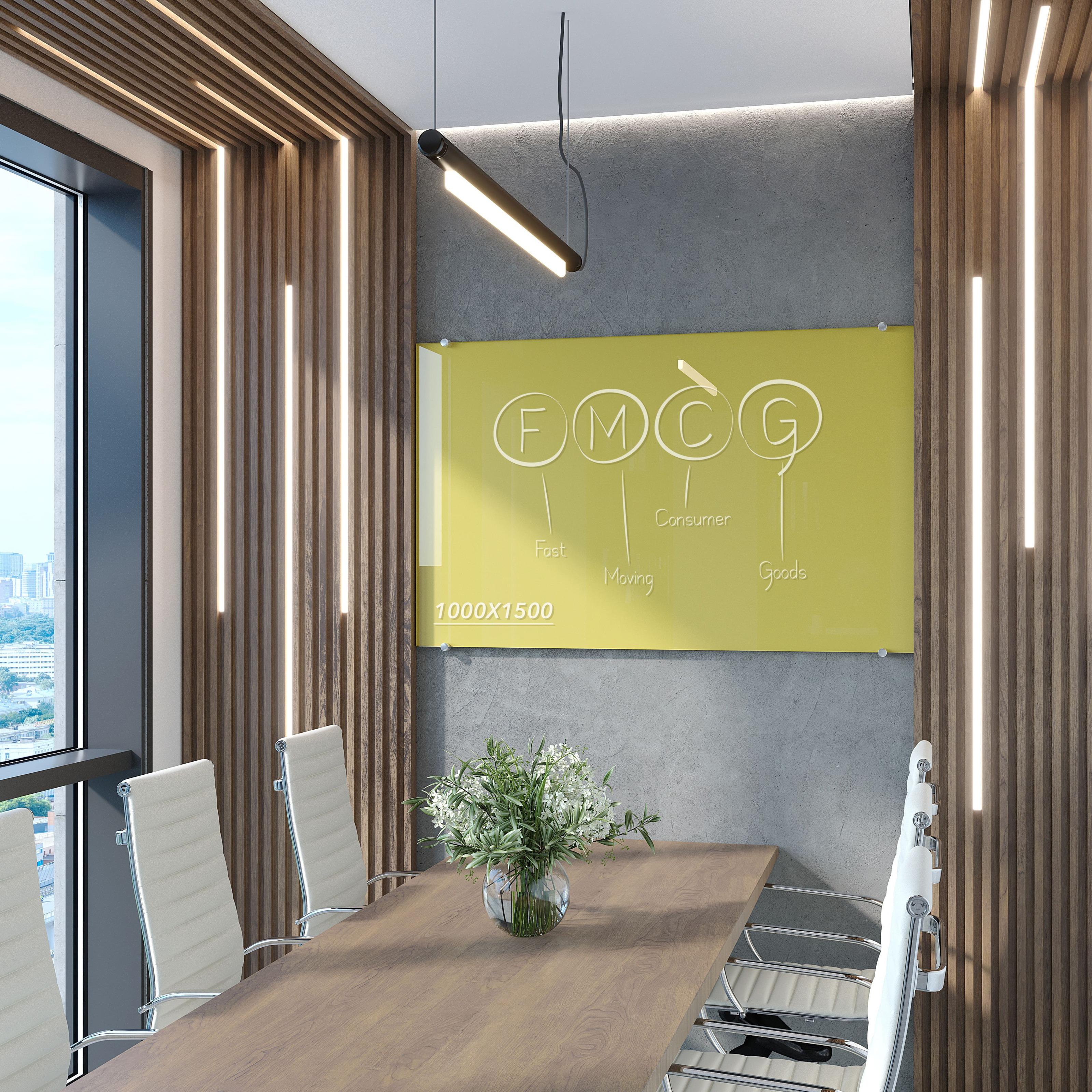 Дошка скляна маркерна не магнітна 1500х1000 мм Жовтий - фото 1