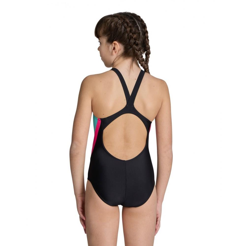 Купальник закритий для дівчаток Arena SWIMSUIT V BACK PANEL 140 см Чорний/Рожевий/Бірюзовий (005920-598 140) - фото 4