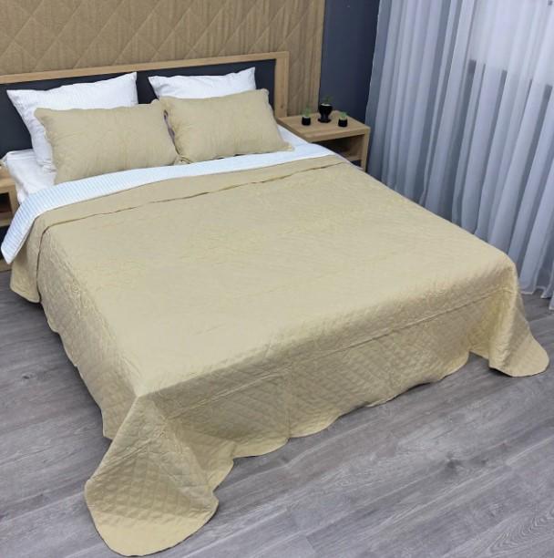 Покрывало Expo Trade Ромб 220х220 см/наволочки 50х70 см Бежевый (85-163)